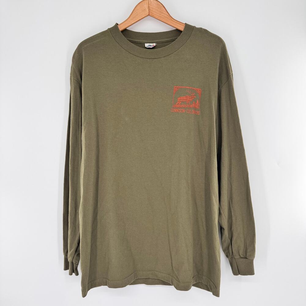 Gunnison Colorado Elk Country Long Sleeve Graphic T Shirt Olive Green Alstyle